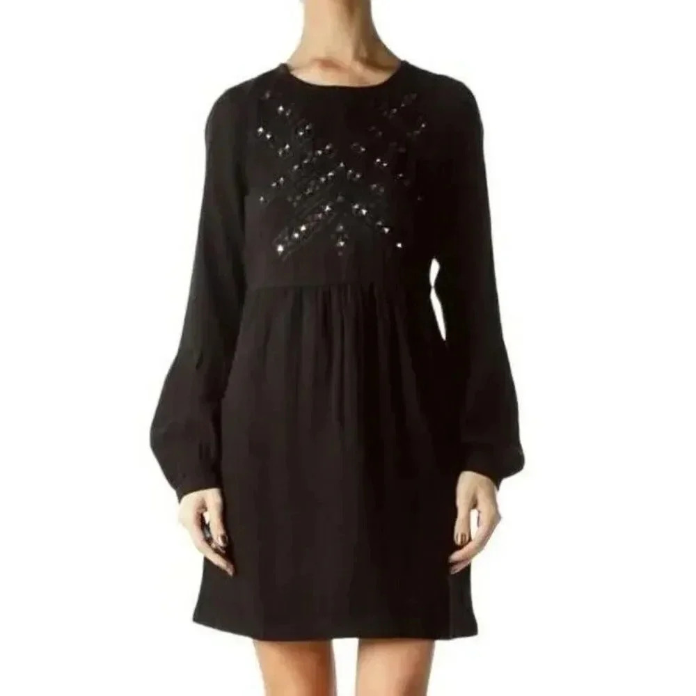 New Twelfth Street By Cynthia Vincent Shift Dress Small Black Embroidered